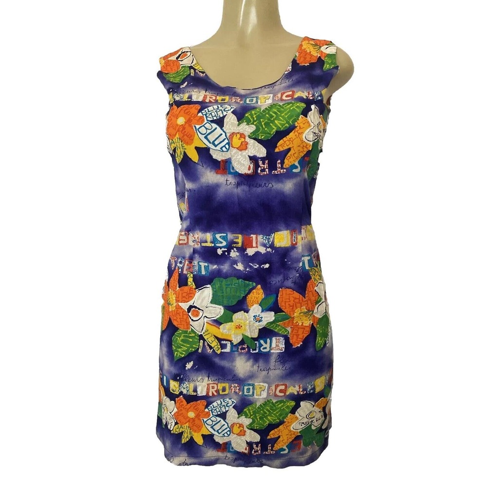 Jams World Dress Sundress Floral Sleeveless Scoop Neck Sheath Purple Siz…
